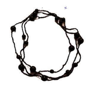 Long Strand black beads seedbeads & balls